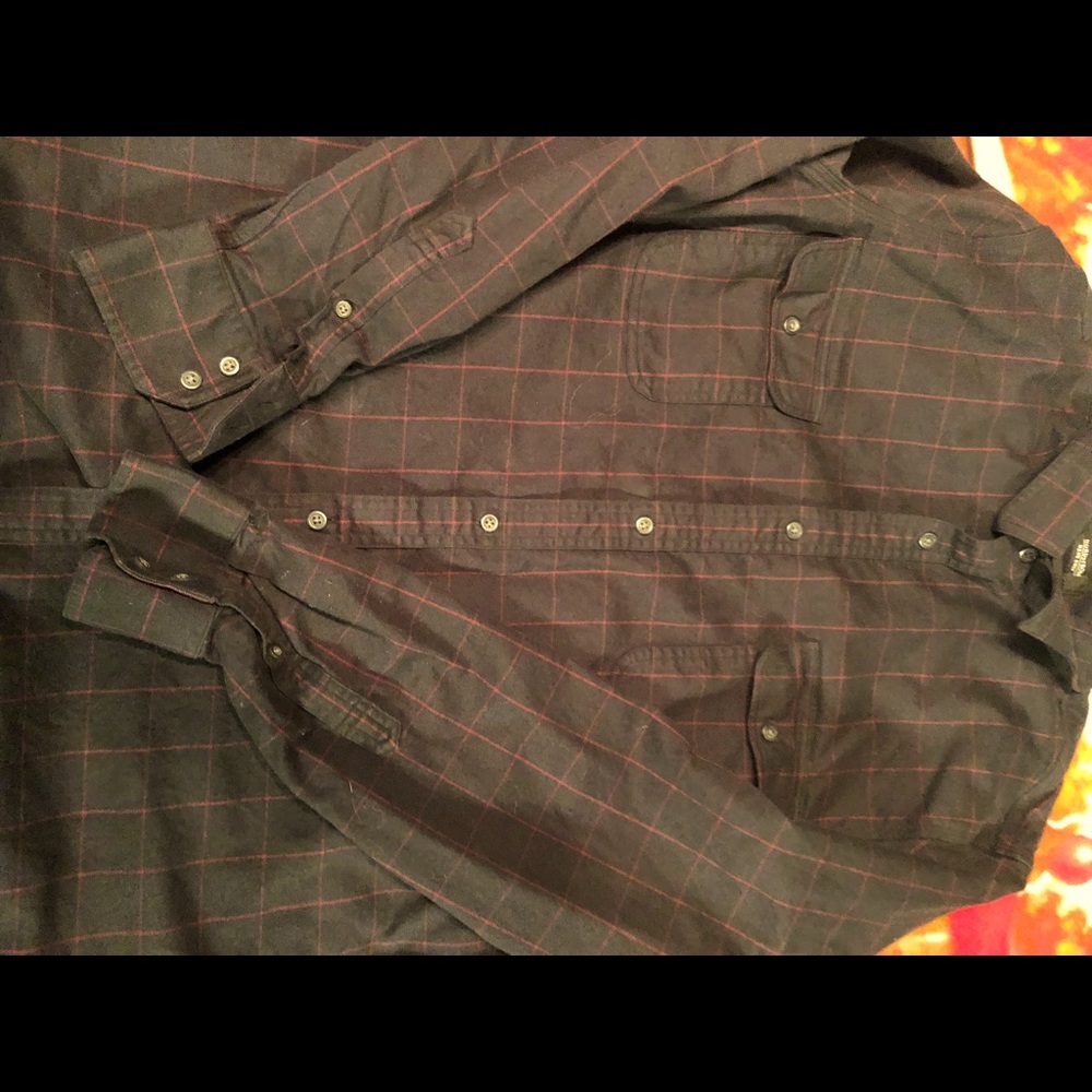 Nordstrom button down flannel. Black with red plaid. Hardly worn. XL